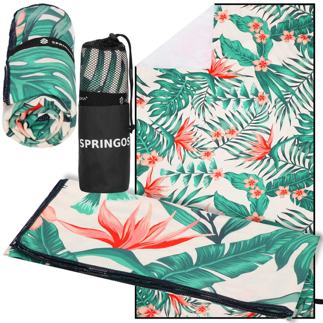 Strandmat | Strandkleed | Strandlaken | Zandvrij | 90 x 180 cm | Bloemen