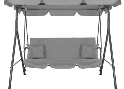 Schommelbank | Luna-Schommel | 3-zits | Waterafstotend | Inclusief 2 Kussens | Verstelbare Luifel | 170 x 110 x 150 cm | Grijs