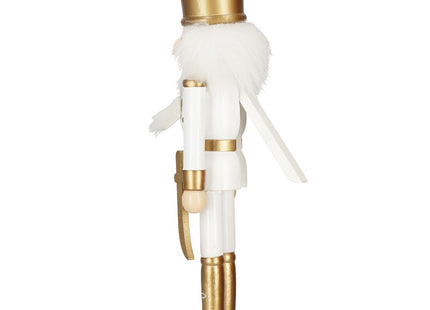 Notenkraker Kerst | Houten Soldaat | Kerstversiering | Goud/Wit | 30 cm