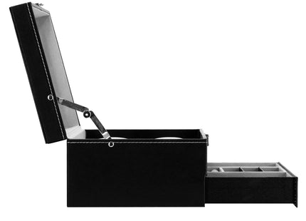 Horlogedoos -Sieradendoos - Horlogebox - Horlogeopberger - Zwart - 12 Horloges - 30x20x13 Cm