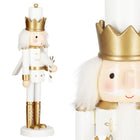 Notenkraker Kerst | Houten Soldaat | Kerstversiering | Goud/Wit | 30,5 cm