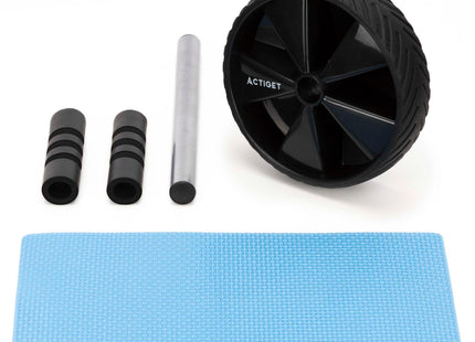 Buikspierwiel | AB Wheel | Buikspierroller | Inclusief Kniemat | Zwart/Blauw