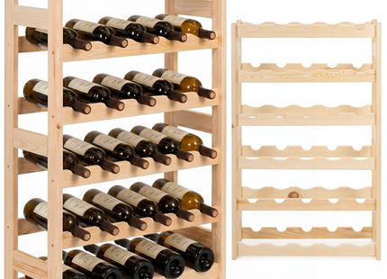 Wijnrek - Wijnrek voor 30 Flessen - Glazenrek - 53 x 25 x 86 Cm - 60 KG - Grenenhout
