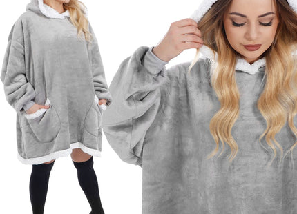 Hoodie Deken - Deken Met Mouwen - One Size - Grijs