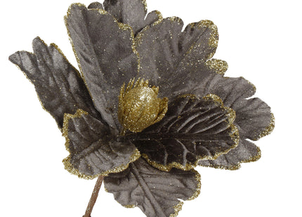 Kunstbloem Met Clip- Ster van Bethlehem - Zwart - Glitters