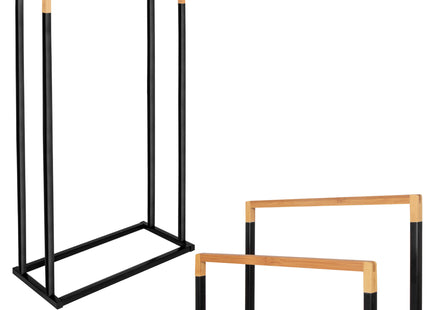 Handdoekrek | Metaal/Hout | Staand | Zwart