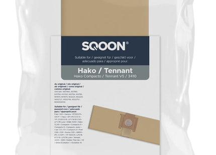 SQOON® Stofzuigerzakken  Geschikt voor Hako Compacto - Papier - 10 Stuks