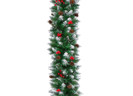 Kerstslinger | 110 cm | Dennenappels | Lijsterbes | Sneeuw | Groen