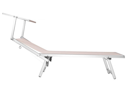 Ligbed | Ligstoel | Zonnebed | Inclusief Luifel | Beige