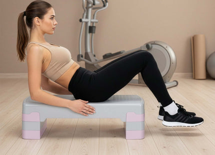 Aerobic Stepper | Verstelbaar | Grijs/Roze | 350 KG