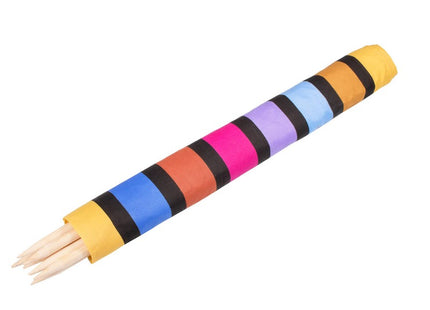 Strand Windscherm Met Stokken | Windscherm Strand | Windscherm Camping | 12 Meter | Multicolor/Zwarte Strepen