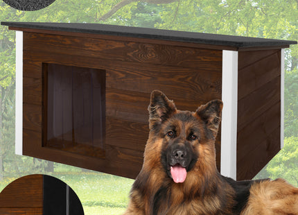 Hondenhuis - Hondenhok - Dog House - Geïsoleerd - Voor Buiten - Weersbestendig - Hout -Bruin