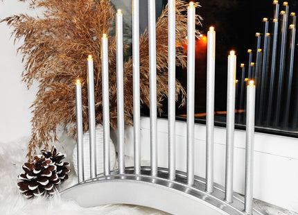 LED Kaarsenbrug | Batterijen | Zilver | Warm Wit