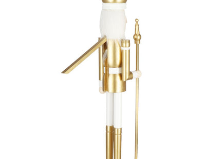 Notenkraker Kerst | Houten Soldaat | Kerstversiering | Goud/Wit | 125 cm
