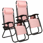 Tuinstoelen | Ligstoel | Opvouwbaar | Verstelbaar | Ergonomische Hoofdsteun | 2 Stuks | Roze/Zwart