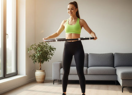 Hoelahoep - Hoepel - Fitness - Opvouwbaar - Cardiotraining - Massagenoppen - Grijstinten - Zwart - 92 Cm