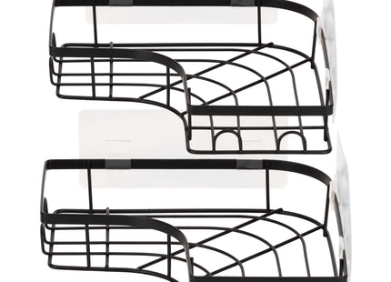 Doucherek - Badkamerplank - Hoekplank - RVS - Zwart - Driehoekig - 3 Kg - 2 Stuks
