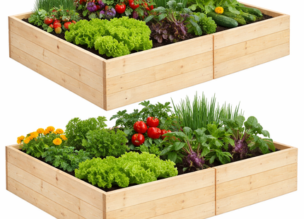 Kweekbak - Plantenbak - Moestuin - Planten - Hout - Naturel - 140 x 84 x 26,5 Cm