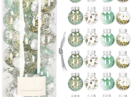 Kerstballen | Transparant | 24 Stuks | 5 cm | Groen