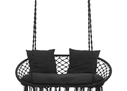 Hangstoel | Binnen & Buiten | Belastbaar tot 300 kg | 108 x 64 cm | Inclusief Kussen | Zwart