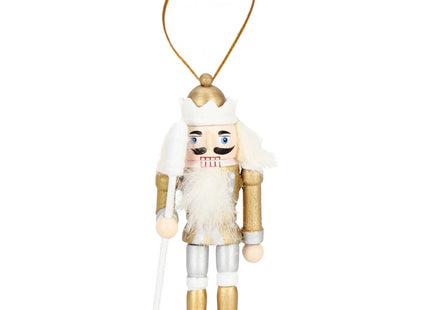 Notenkraker Kerst | Houten Soldaat | Kerstversiering | 3 Stuks | Zilver/Wit/Goud | 8 cm