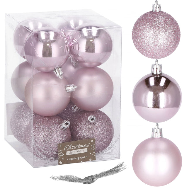 Kerstballen | 12 Stuks | 6 cm | Roze