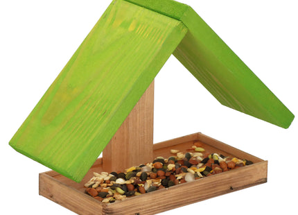 Vogelvoederhuisje - Vogelvoederplek - Vogelvoeding - Staand - Bruin - Groen - 12,5 x 31 x 21,5 cm