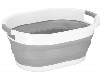 Wasmand | Opvouwbare Wasmand | Ovaal | 39L | Grijs/Wit