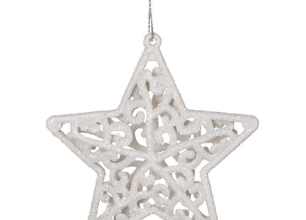 Kerstboomhanger | Kerstversiering | Sterren | Wit | 2 Stuks | 8 cm