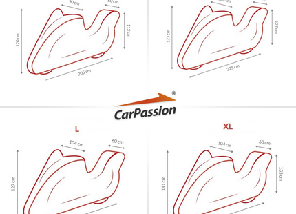 CarPassion Motorhoes - Beschermhoes - Waterdicht & Vorstbestendig - Maat L - Grijs - 248 x 104 x 130 cm