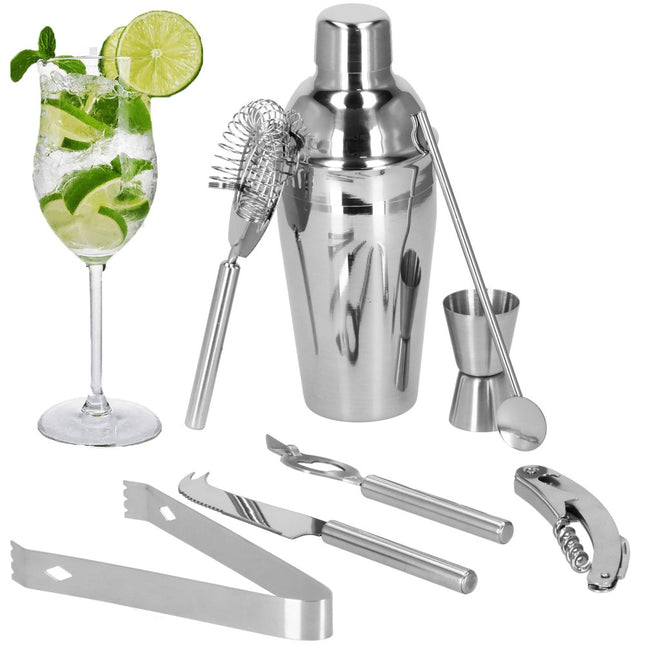 Cocktail Set | 8-Delige Cocktail Shaker Set | RVS | Zilverkleurig