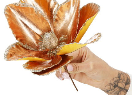 Kunstbloem - Magnolia  Kunststof -Goud- Glitters