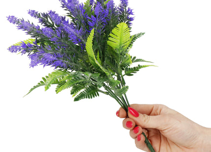 Kunstplant - Kunstbloemen- Sierboeket - Takken - Lavendel - 32 cm