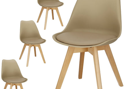 Eetkamerstoel - Gestoffeerd - Beige - 82 x 44,5 x 41 CM