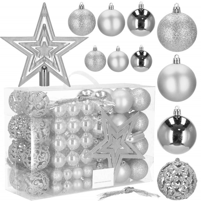 Kerstballen | 100 Stuks | Zilver Tinten