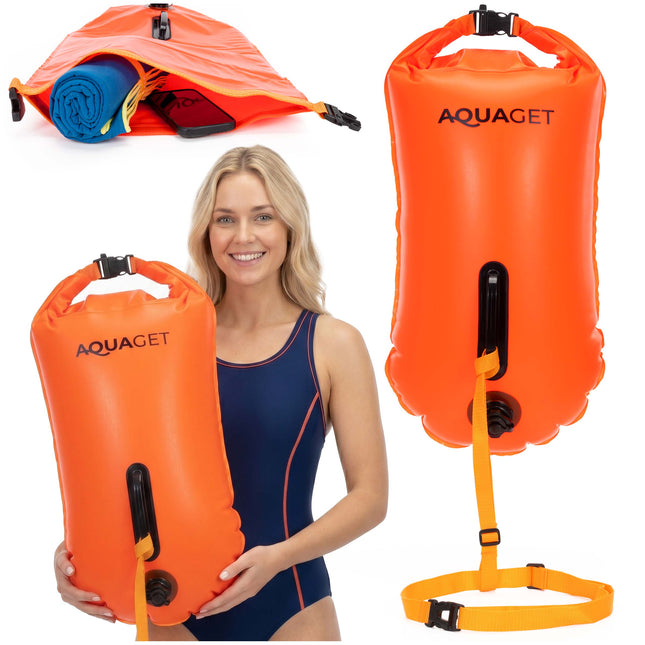 Zwemboei - Voor Openwaterzwemmen - Zwemveiligheidsboei - Incl. drybag /Saferswimmer/Safe swimmer/ 36 Liter / Reddingsfluitje - Oranje