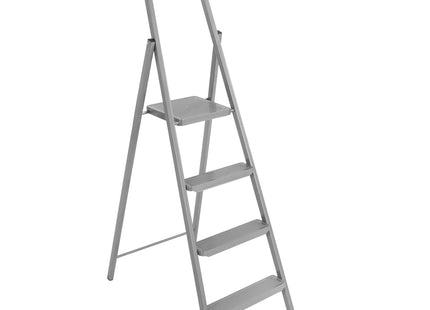 Huishoudtrap - Ladder - Keukentrapje - 4 - Etages - Antislip - Opvouwbaar - Grijs - 150 KG - Grijs