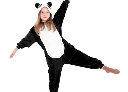 Onesie Kinderen | Panda | Maat 125/140 | Zwart/Wit