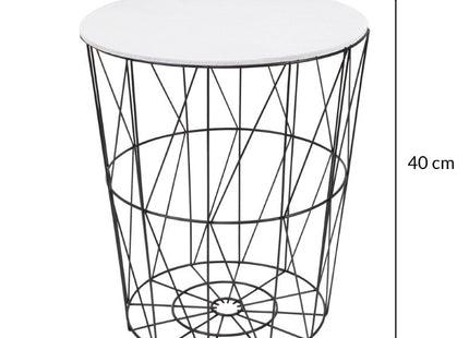 Salontafel | Salontafel Rond | Bijzettafel | 1 Stuk | 40 cm | Zwart/Wit