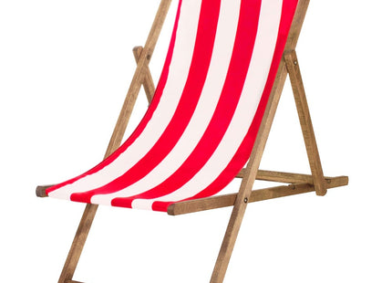Houten Ligstoel | Strandstoel | Ligstoel | Verstelbaar | Beukenhout | Handgemaakt | Rood Wit