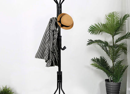 Staande Kapstok | Metaal | 12 Haken | Garderobe Kapstok | Zwart | 177 cm