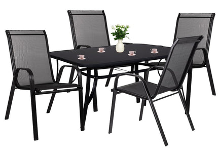Tuinset | Tuinset 4 Persoons | Tuinsets | Tuintafel & Tuinstoelen | 4 Personen | Zwart