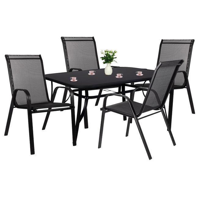 Tuinset | Tuinset 4 Persoons | Tuinsets | Tuintafel & Tuinstoelen | 4 Personen | Zwart