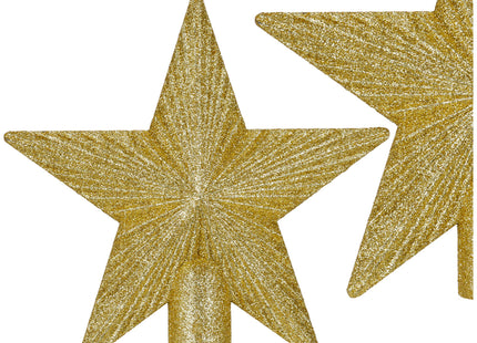 Kerstboom Piek | Ster | 21 cm | Goud | Glitter