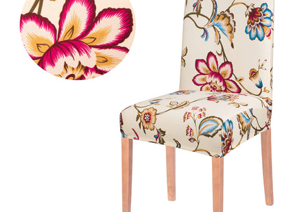 Stoelhoes - Voor Eetkamerstoelen - Met Stretch - Wit - Bloemen