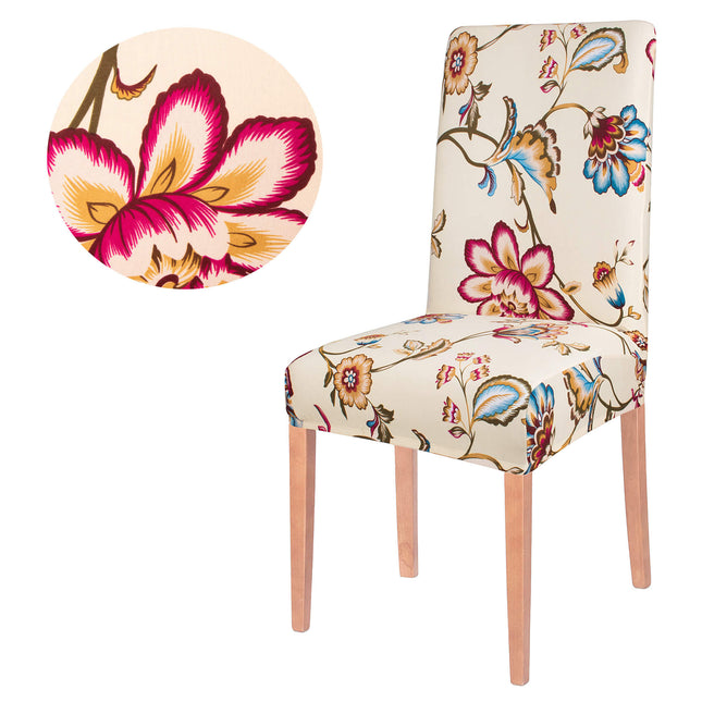 Stoelhoes - Voor Eetkamerstoelen - Met Stretch - Wit - Bloemen