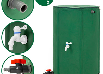 Regenton - Regenwatertank - Opvouwbaar - Met Kraan - 2 Kranen - 250 L