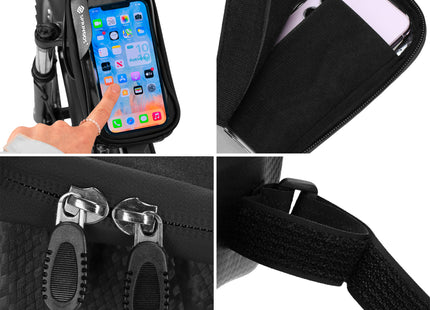 Fietstas - Inclusief Telefoonhouder - Waterdicht - Etui/Tas -  Klittenband - Zwart - Transparant