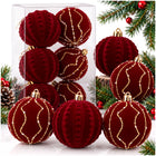 Kerstballen | 6 Stuks | 8 cm | Rood | Velours