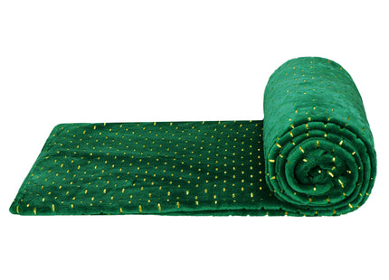 Plaid | Sprei | Deken | 220 x 200 cm | Pluche | Groen/ Goud